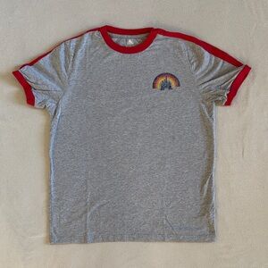 Disney Rainbow Castle 1955 Disneyland Resort Graphic Heather Gray & Red Ringer T